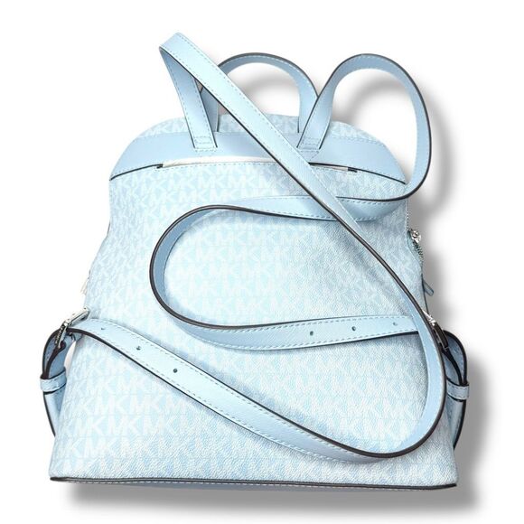 Michael Kors Cindy Large Signature MK Logo Backpack in Light Sky Blue NEW - Picture 5 of 10